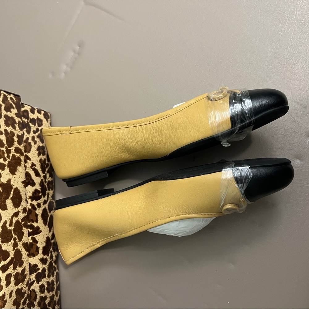 French Sole Tuckernuck Tan Black Flats Classic Color-Blocking ballet shoes - Picture 6 of 10